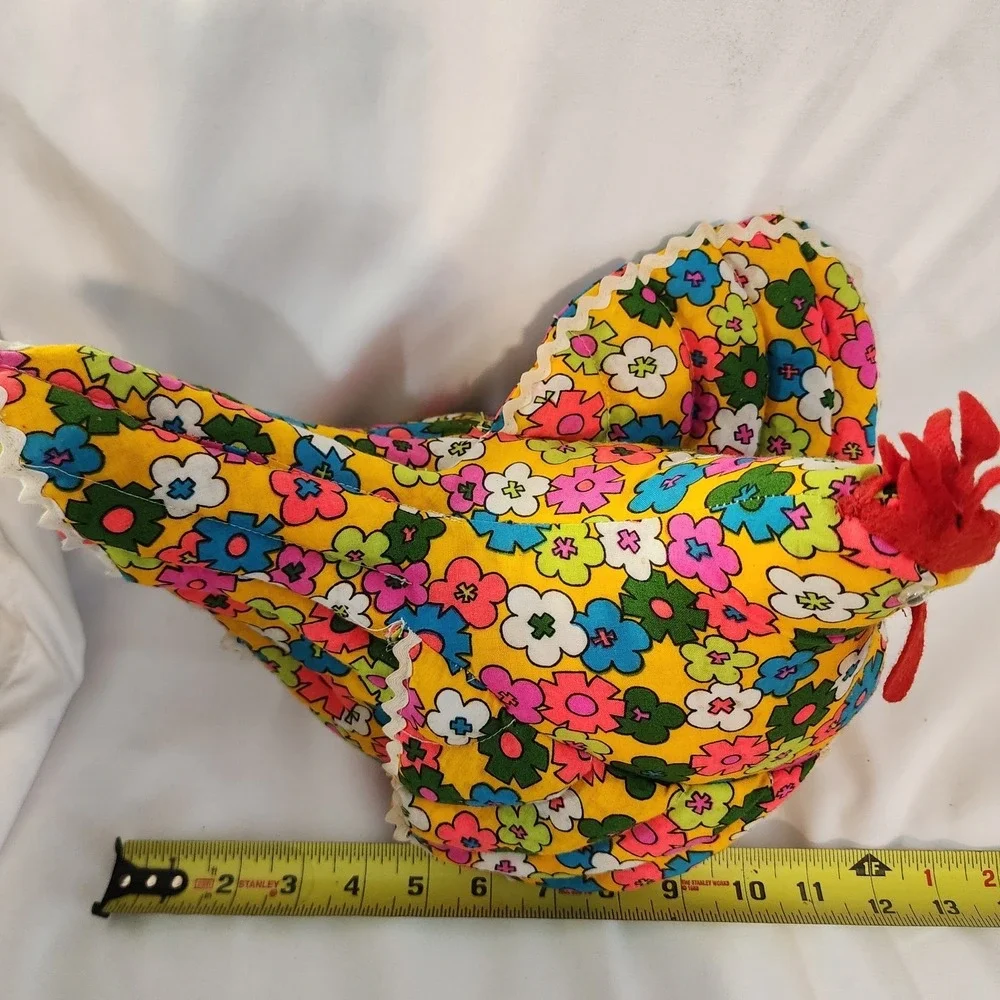 Vintage‎ Handmade Primitive Rooster Farm Decor Stuffed Fabric Doorstop Chicken